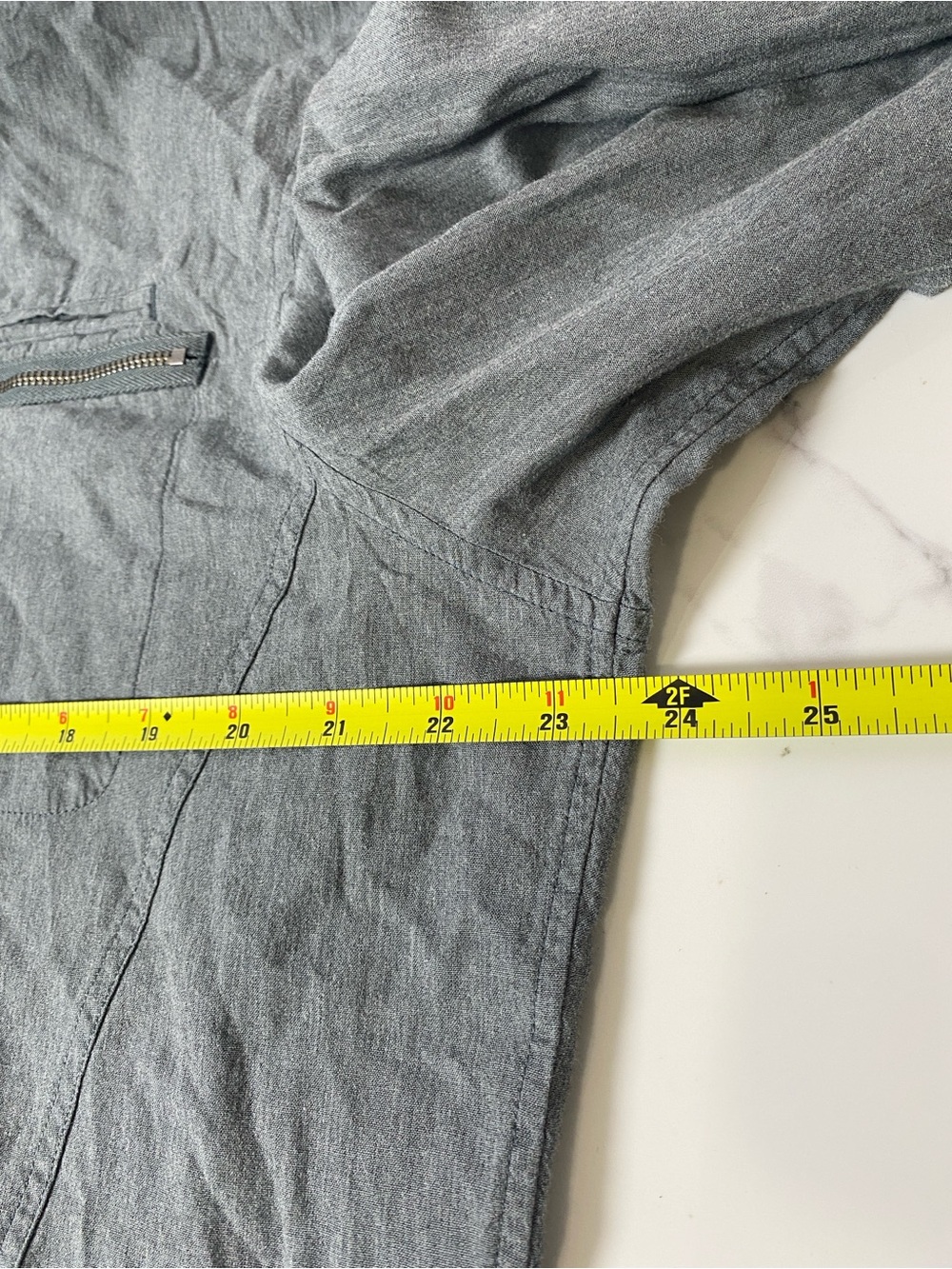 John Varvatos USA Gray Double Zip Pocket Roll Tab Sleeve Button Up Shirt Mens XL - Picture 6 of 7